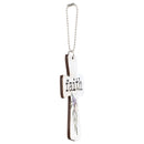 P. Graham Dunn Faith Cross Floral Cream 4 x 3 Wood Decorative Hanging Car Charm Ornament