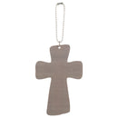 P. Graham Dunn Faith Cross Floral Cream 4 x 3 Wood Decorative Hanging Car Charm Ornament