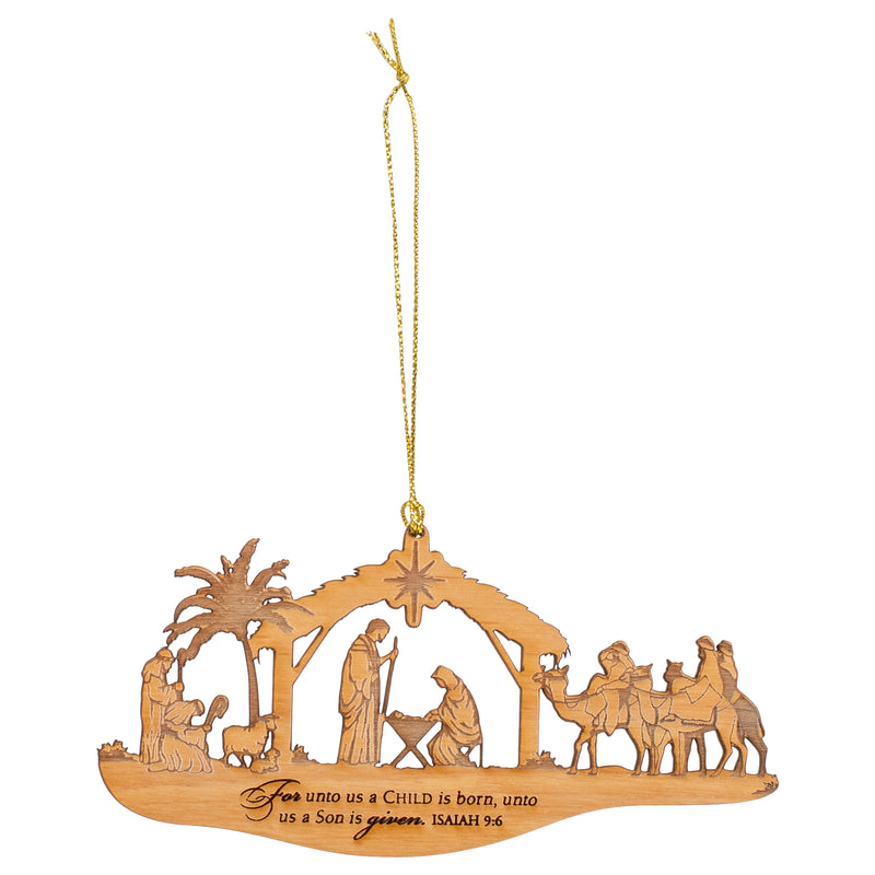 P. Graham Dunn for Unto Us a Child is Born Nativity Manger Wood Christmas Ornament
