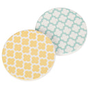 Yellow Blue Clover Quatrefoil 2.75 x 2.75 Absorbent Ceramic Car Coasters Pack of 2