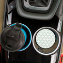 Yellow Blue Clover Quatrefoil 2.75 x 2.75 Absorbent Ceramic Car Coasters Pack of 2