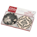 Black Tan Rose Floral Damask 2.75 x 2.75 Absorbent Ceramic Car Coasters Pack of 2