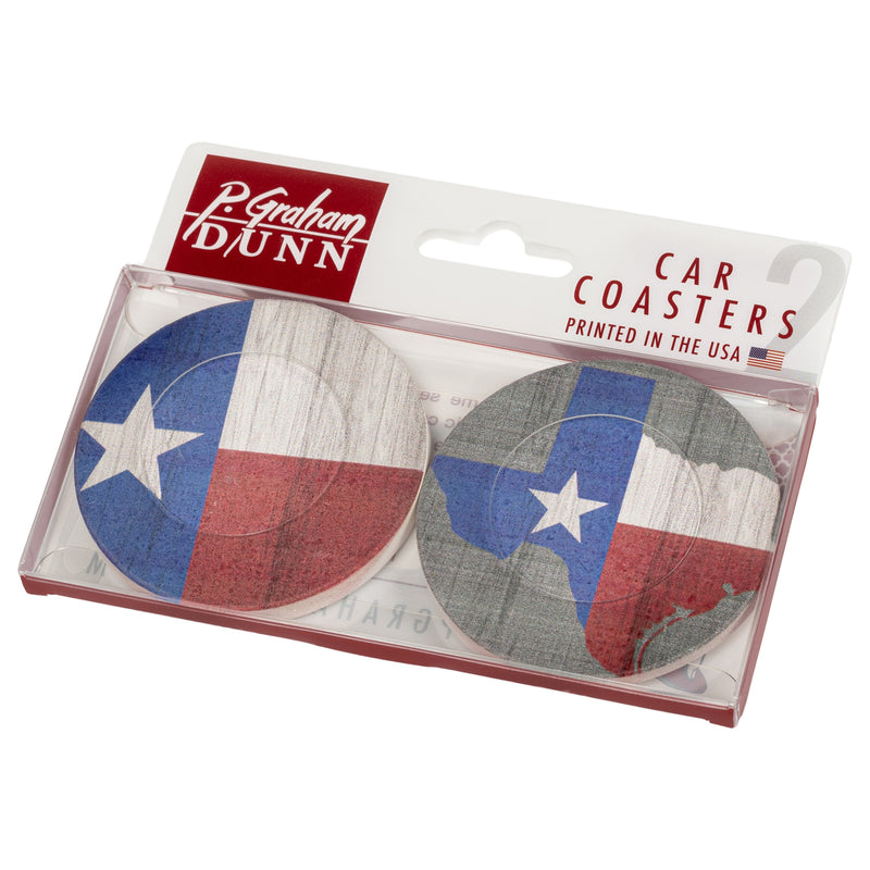 Texas Red White and Blue Patriotic 2.75 x 2.75 Absorbent Ceramic Car Coasters Pack of 2