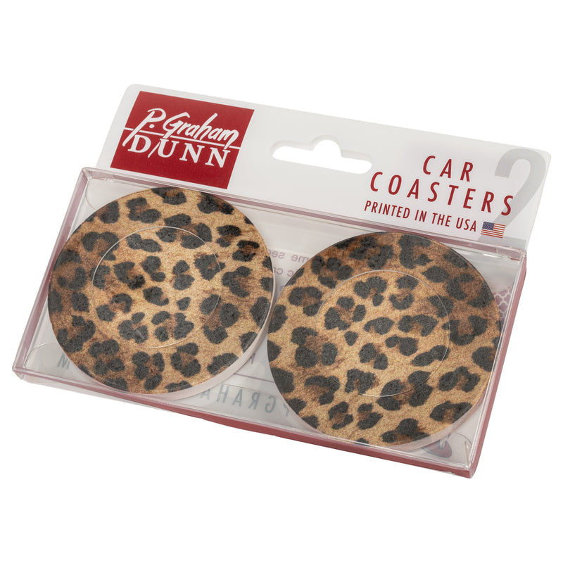 Animal Leopard Print 2.75 x 2.75 Absorbent Ceramic Car Coasters Pack of 2