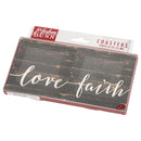 Love Faith Grace Hope Distressed Wood Look 4 x 4 Absorbent Ceramic Coasters Set of 4