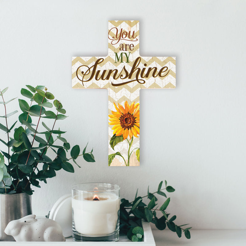 P. Graham Dunn You are My Sunshine Sunflower Chevron 7 x 5 Wood Wall Art Cross Plaque