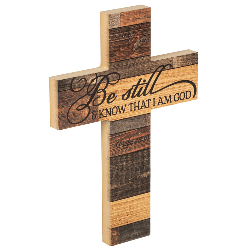P. Graham Dunn Be Still & Know That I Am God Multicolor 12 x 9 Wood Wall Art Cross Plaque