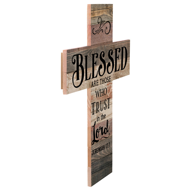 P. Graham Dunn Blessed are Those Who Trust Rustic 14 x 10 Wood Wall Art Cross Plaque