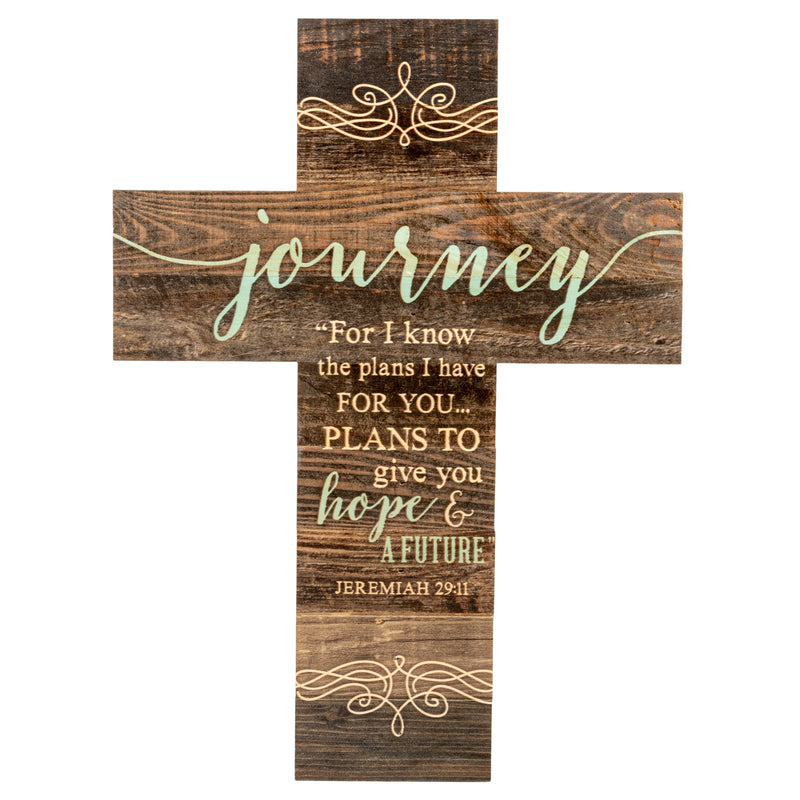 P. Graham Dunn Journey Rustic Dark 14 x 10 Wood Wall Art Cross Plaque