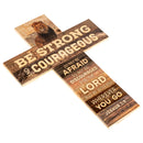 P. Graham Dunn Be Strong and Courageous African Lion 14 x 10 Wood Wall Art Cross Plaque