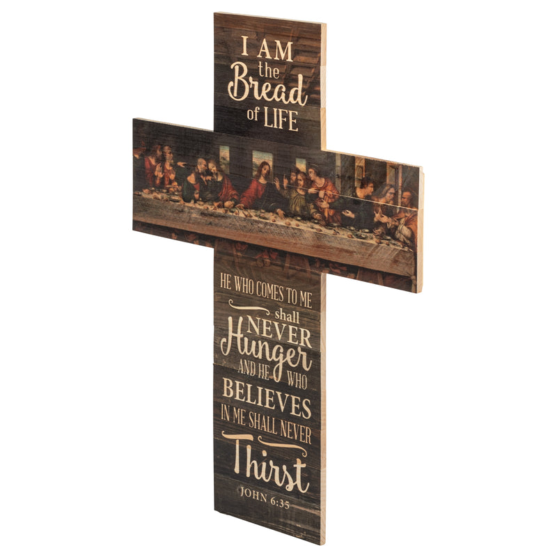 P. Graham Dunn Bread of Life Last Supper Scene Distressed 20 x 14 Wood Wall Art Plaque Cross