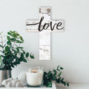 P. Graham Dunn Love Script Rustic Whitewash 5 x 7 Solid Pine Wood Wall Hanging Cross
