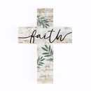 P. Graham Dunn Faith Script Greenery Whitewash 5 x 7 Solid Pine Wood Wall Hanging Cross