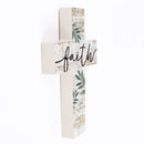 P. Graham Dunn Faith Script Greenery Whitewash 5 x 7 Solid Pine Wood Wall Hanging Cross