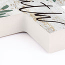 P. Graham Dunn Faith Script Greenery Whitewash 5 x 7 Solid Pine Wood Wall Hanging Cross
