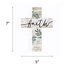 P. Graham Dunn Faith Script Greenery Whitewash 5 x 7 Solid Pine Wood Wall Hanging Cross