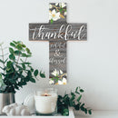 P. Graham Dunn Thankful Grateful & Blessed Magnolia Grey 8.5 x 12 Pine Wood Wall Hanging Cross