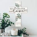 No Greater Love Greenery Whitewash 8.5 x 12 Solid Pine Wood Wall Hanging Cross