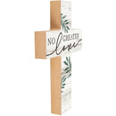 No Greater Love Greenery Whitewash 8.5 x 12 Solid Pine Wood Wall Hanging Cross