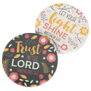 Trust in The Lord Let Your Light Shine Floral 2.75 x 2.75 Absorbent Ceramic Car Coasters Pack of 2