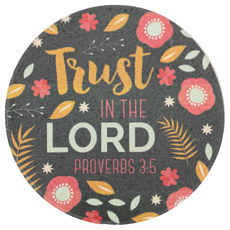 Trust in The Lord Let Your Light Shine Floral 2.75 x 2.75 Absorbent Ceramic Car Coasters Pack of 2