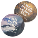 I Am With You Always I Will Never Leave You Wilderness 2.75 x 2.75 Absorbent Ceramic Car Coasters Pack of 2