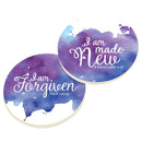 I Am Forgiven I Am Made New Watercolor Blue Purple 2.75 x 2.75 Absorbent Ceramic Car Coasters Pack of 2