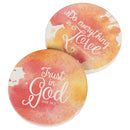 P Graham Dunn Trust In God Do Everything In Love Watercolor Red Orange Ceramic Car Coaster Pack Red/Orange (Set of 2) 3 x 3