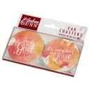 P Graham Dunn Trust In God Do Everything In Love Watercolor Red Orange Ceramic Car Coaster Pack Red/Orange (Set of 2) 3 x 3