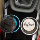 Faith Believe Script Design White 2.75 x 2.75 Absorbent Ceramic Car Coasters Pack of 2