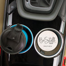 Be Still Script Design Grey White 2.75 x 2.75 Absorbent Ceramic Car Coasters Pack of 2