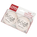 Be Still Script Design Grey White 2.75 x 2.75 Absorbent Ceramic Car Coasters Pack of 2