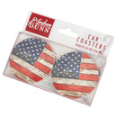 American Flag Distressed Wood Look 2.75 x 2.75 Absorbent Ceramic Car Coasters Pack of 2