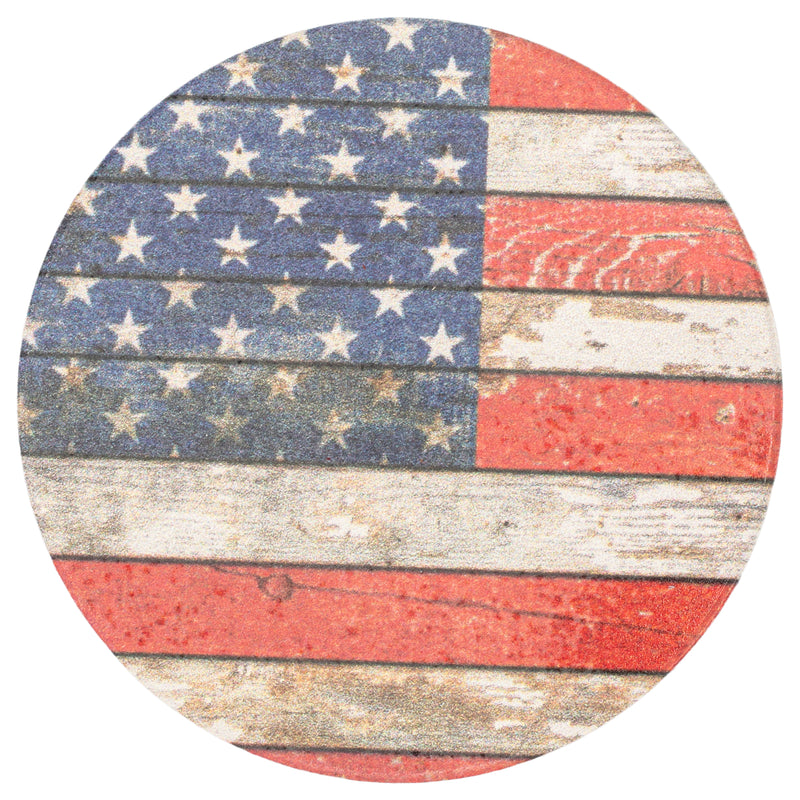 American Flag Distressed Wood Look 2.75 x 2.75 Absorbent Ceramic Car Coasters Pack of 2
