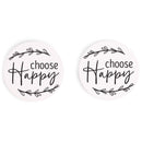 Choose Happy Laurel White 2.75 x 2.75 Absorbent Ceramic Car Coasters Pack of 2