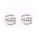 Choose Happy Laurel White 2.75 x 2.75 Absorbent Ceramic Car Coasters Pack of 2