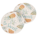 Be Sweet Pineapples White 2.75 x 2.75 Absorbent Ceramic Car Coasters Pack of 2