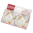 Be Sweet Pineapples White 2.75 x 2.75 Absorbent Ceramic Car Coasters Pack of 2