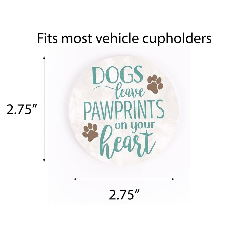 Dogs Leave Pawprints White 2.75 x 2.75 Absorbent Ceramic Car Coasters Pack of 2