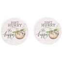 Dont Hurry Be Happy Tan 2.75 x 2.75 Absorbent Ceramic Car Coasters Pack of 2