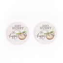 Dont Hurry Be Happy Tan 2.75 x 2.75 Absorbent Ceramic Car Coasters Pack of 2