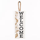 P. Graham Dunn Welcome Floral Brown 10 x 4 Solid Pine Wood Decorative Vertical String Sign