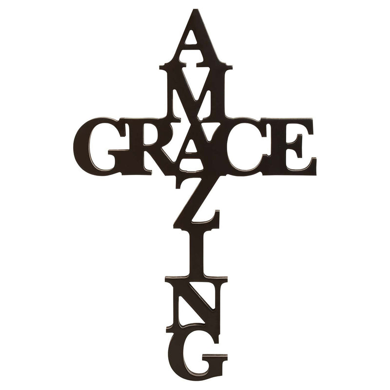 P. Graham Dunn Amazing Grace Cross Black 24 x 12 Wood Cutout Wall Word