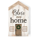 P. Graham Dunn Bless Our Home Whitewash Barn House Shaped 3.5 x 6 Inch Pine Wood Block Tabletop Sign