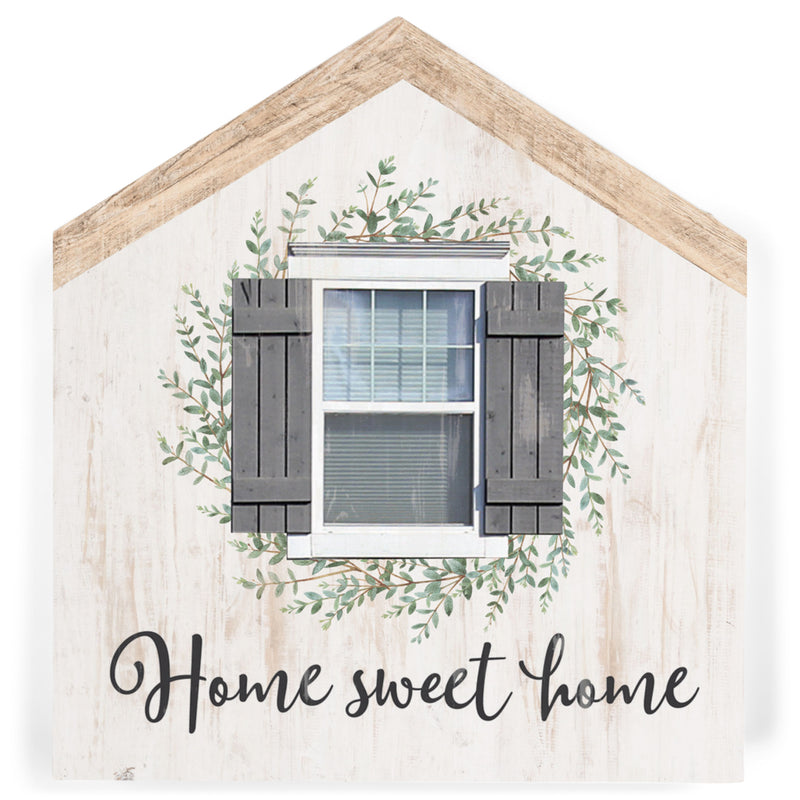 P. Graham Dunn Home Sweet Home House Shaped 5.5 x 6 Inch Pine Wood Block Tabletop Sign