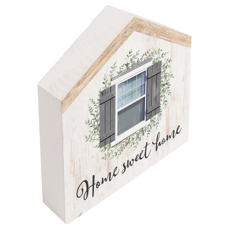 P. Graham Dunn Home Sweet Home House Shaped 5.5 x 6 Inch Pine Wood Block Tabletop Sign