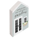 P. Graham Dunn No Place Like Home Except Grandmas Blue House Shaped 5.5 x 8 Inch Pine Wood Block Tabletop Sign