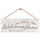 P. Graham Dunn You Belong Welcome Home Whitewash 10 x 3.5 Inch Pine Wood Slat Hanging Wall Sign