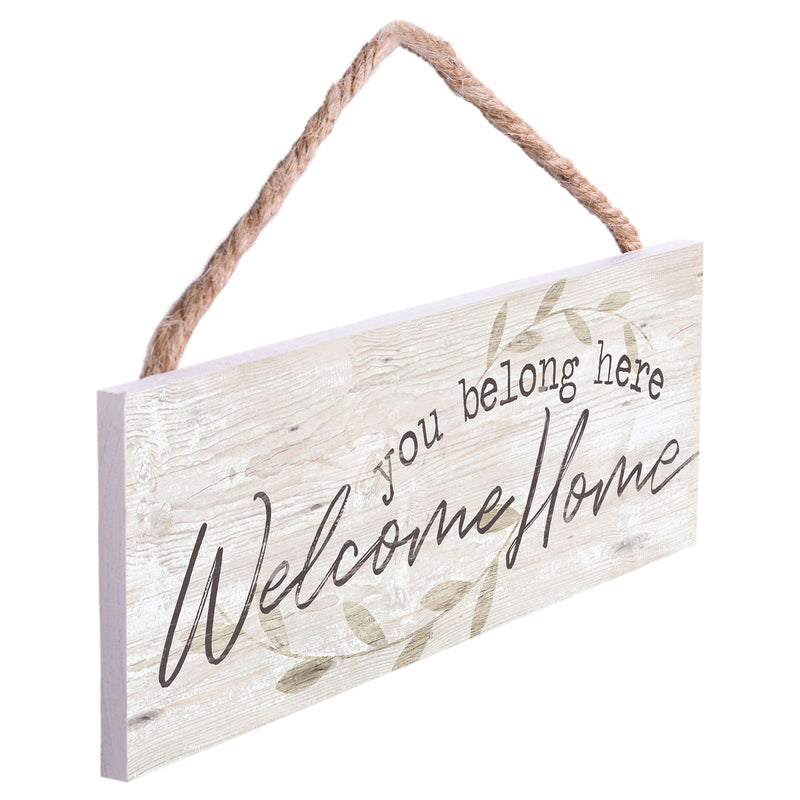 P. Graham Dunn You Belong Welcome Home Whitewash 10 x 3.5 Inch Pine Wood Slat Hanging Wall Sign