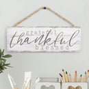 P. Graham Dunn Grateful Thankful Blessed Whitewash 10 x 3.5 Inch Pine Wood Slat Hanging Wall Sign